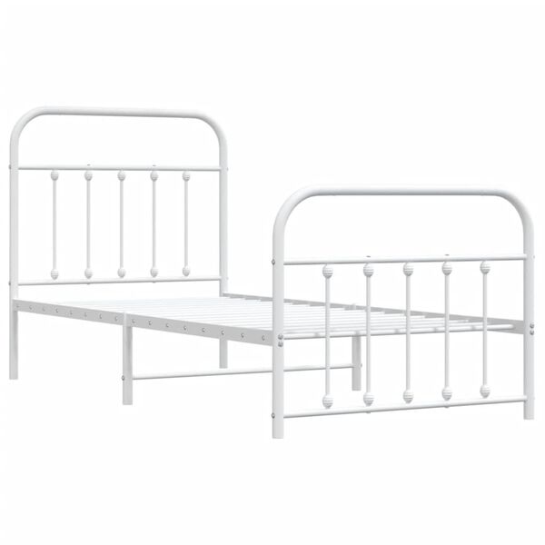 vidaXL Cadre de lit métal sans matelas avec pied de lit blanc 90x200cm