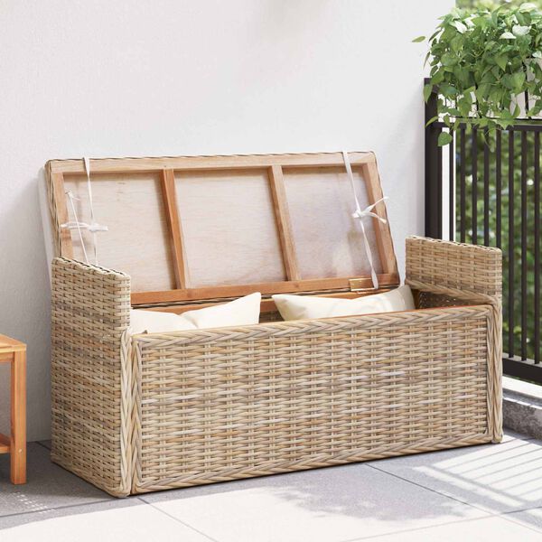 vidaXL Banc de rangement avec coussin Naturel 110 x 40 x 50 cm Rotin