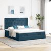 vidaXL Cadre de lit ottoman avec matelas bleu fonc&eacute; 200x200 cm velours