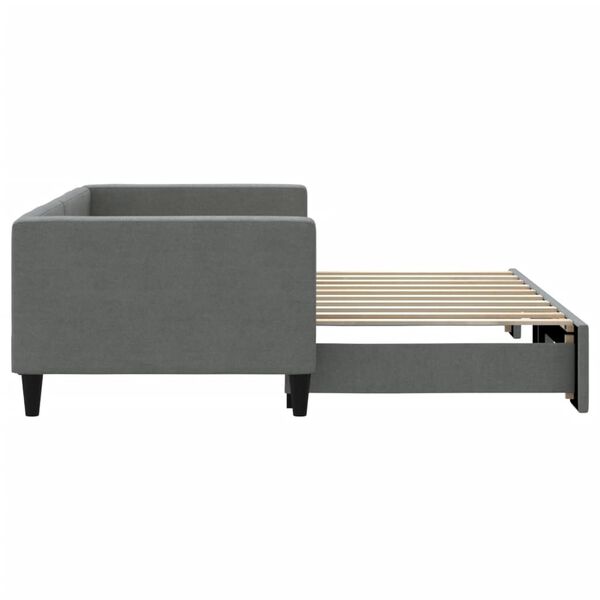 vidaXL Lit de jour avec gigogne sans matelas gris foncé 90x190 cm