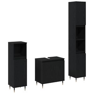 vidaXL Ensemble de mobilier de salle de bain 3 pc Ch&ecirc;ne noir