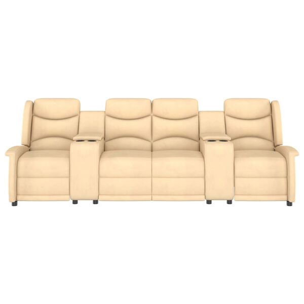 vidaXL Fauteuil de massage inclinable et porte-gobelets 4 places crème