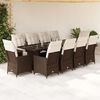 vidaXL Ensemble de bistro de jardin 11 pcs coussins marron poly rotin