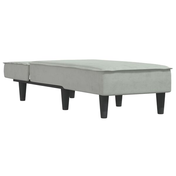 vidaXL Chaise longue gris clair velours