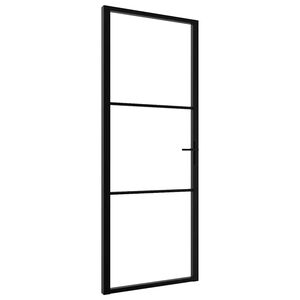 vidaXL Porte int&eacute;rieure Verre ESG et aluminium 76x201,5 cm Noir