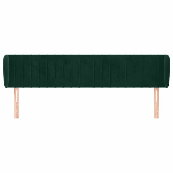 vidaXL T&ecirc;te de lit avec oreilles Vert fonc&eacute; 183x23x78/88 cm Velours