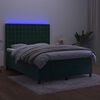 vidaXL Sommier &agrave; lattes de lit matelas et LED Vert fonc&eacute; 140x190 cm