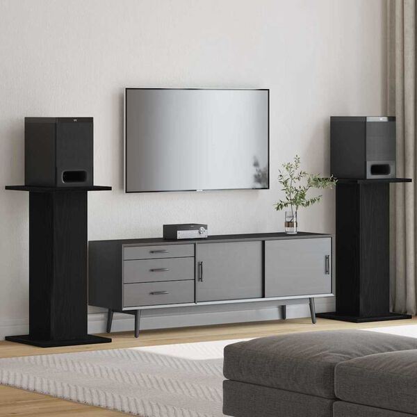 vidaXL Supports de haut-parleur 2 pcs Chêne noir 30 x 30 x 60 cm