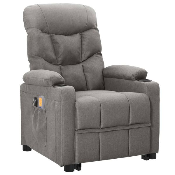 vidaXL Fauteuil de massage inclinable Gris clair Tissu