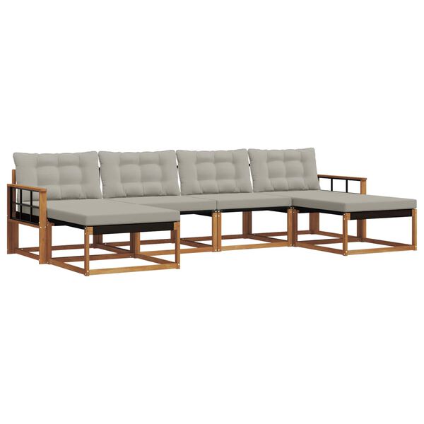 vidaXL Ensemble de canap&eacute;s d'ext&eacute;rieur 6 pcs Gris Naturel et Clair