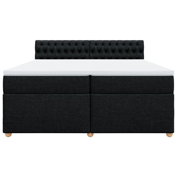 vidaXL Sommier &agrave; lattes de lit avec matelas Noir 200x200 cm Tissu