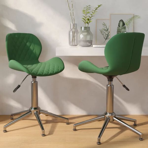 vidaXL Chaises pivotantes &agrave; manger lot de 2 vert fonc&eacute; velours