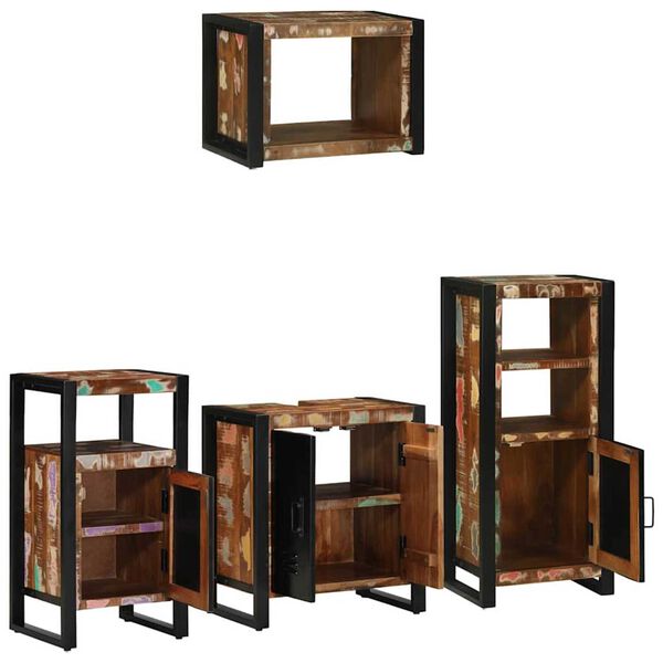 vidaXL Ensemble de mobilier de salle de bain 4 pcs Bois Recyclé Solide