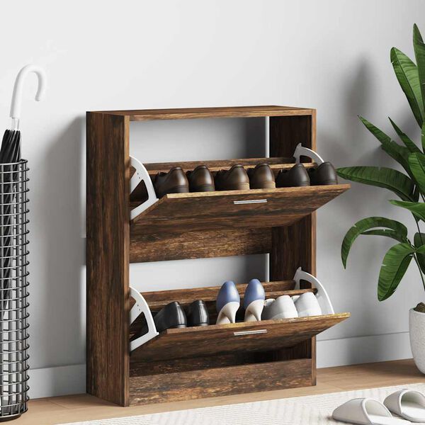 vidaXL Armoire &agrave; chaussures Ch&ecirc;ne fum&eacute; 63x24x81 cm Bois d'ing&eacute;nierie