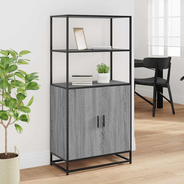 vidaXL Buffet haut sonoma gris 68x35x139 cm bois d'ingénierie et métal