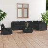 vidaXL Salon de jardin 7 pcs avec coussins Résine tressée Noir