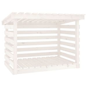 vidaXL Support pour bois de chauffage Blanc 108x73x79 cm Bois de pin