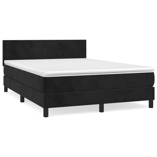 vidaXL Sommier &agrave; lattes de lit avec matelas Noir 140x200 cm Velours