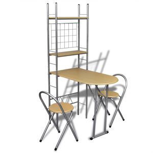 Jeu de bar petit-d&eacute;jeuner pliable avec 2 chaises