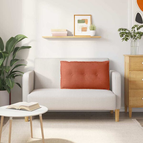 vidaXL Coussin de Dos Rouge orange 80 x 50 cm Tissu en velours c&ocirc;tel&eacute;