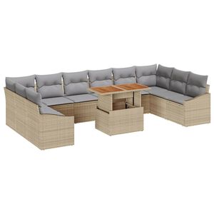 vidaXL Ensemble de canap&eacute; de jardin 11 pc Beige et gris