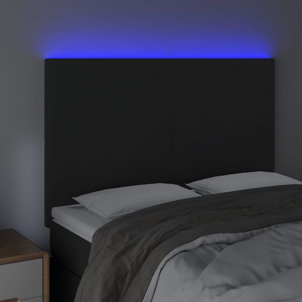 vidaXL T&ecirc;te de lit &agrave; LED Noir 144x5x118/128 cm Velours