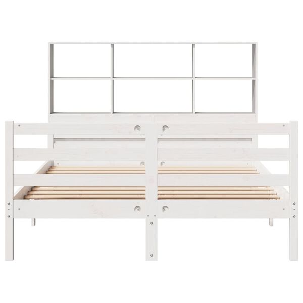 vidaXL Lit biblioth&egrave;que sans matelas blanc 140x200 cm bois pin massif