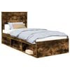 vidaXL Cadre de lit Uni Ch&ecirc;ne fum&eacute; 90 x 190 cm Bois de pin massif