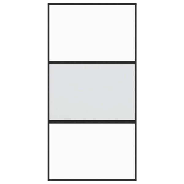 vidaXL Porte coulissante noir 102,5x205 cm verre tremp&eacute; aluminium