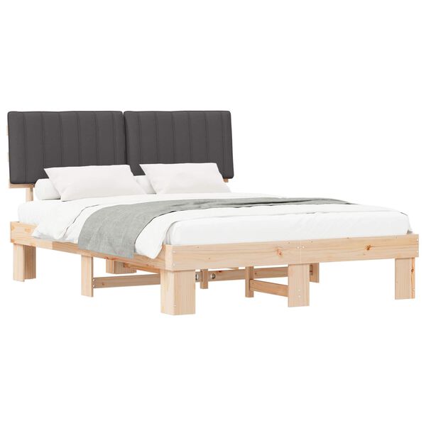 vidaXL Cadre de lit avec t&ecirc;te de lit rembourr&eacute;e Gris fonc&eacute;