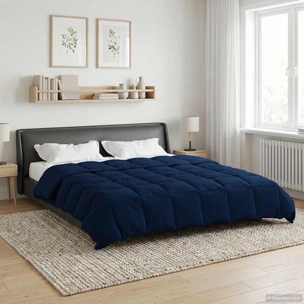 vidaXL Duvet complet toute l'ann&eacute;e Bleu fonc&eacute; 240 x 260 cm Microfibre