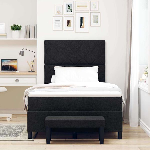 vidaXL Lit &agrave; ressorts avec matelas Noir 120 x 190 cm tissu