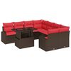 vidaXL Ensemble de canap&eacute; de jardin 9 pcs Marron polyrotin