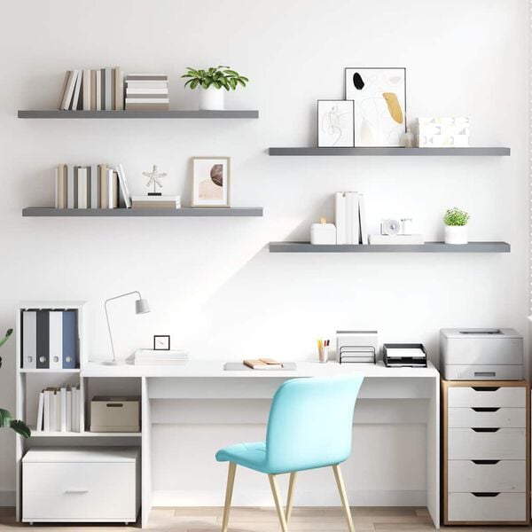 vidaXL &Eacute;tag&egrave;res murales flottantes 4 pcs gris 120x23,5x3,8 cm MDF