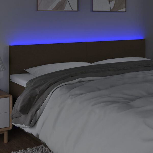 vidaXL T&ecirc;te de lit &agrave; LED Marron Fonc&eacute; 160x5x78/88 cm Tissu