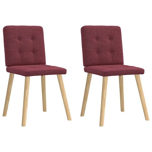 vidaXL Chaises à manger lot de 2 rouge bordeaux tissu