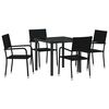 vidaXL Ensemble de salle &agrave; manger pour jardin 5 pcs Noir polyrotin
