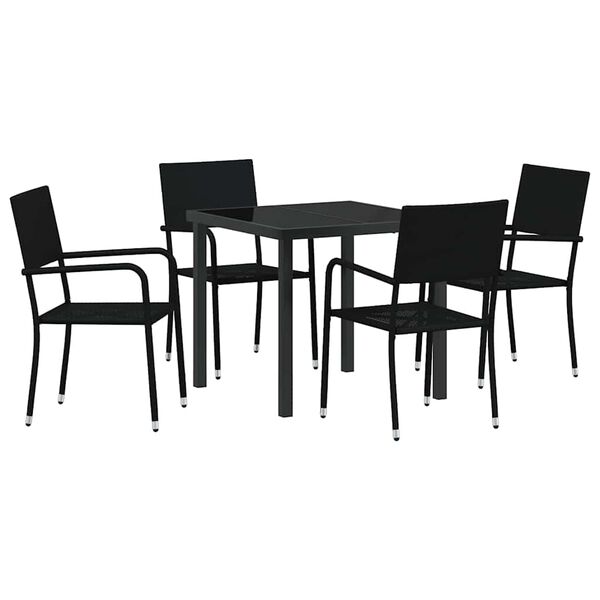 vidaXL Ensemble de salle &agrave; manger pour jardin 5 pcs Noir polyrotin