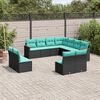 vidaXL Salon de jardin 11 pcs avec coussins noir r&eacute;sine tress&eacute;e