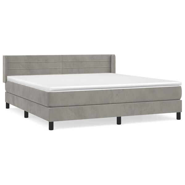 vidaXL Sommier &agrave; lattes de lit et matelas Gris clair 180x200cm Velours