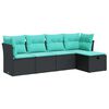 vidaXL Salon de jardin 5 pcs avec coussins noir r&eacute;sine tress&eacute;e