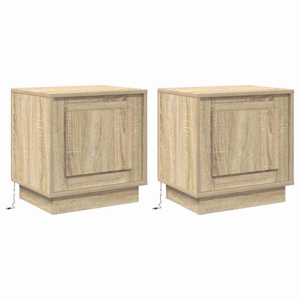 vidaXL Cabinet de chevet 2 pcs Ch&ecirc;ne Sonoma 44 x 34,5 x 45 cm