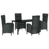 vidaXL Ensemble de salle &agrave; manger pour jardin 5 pc Noir polyrotin