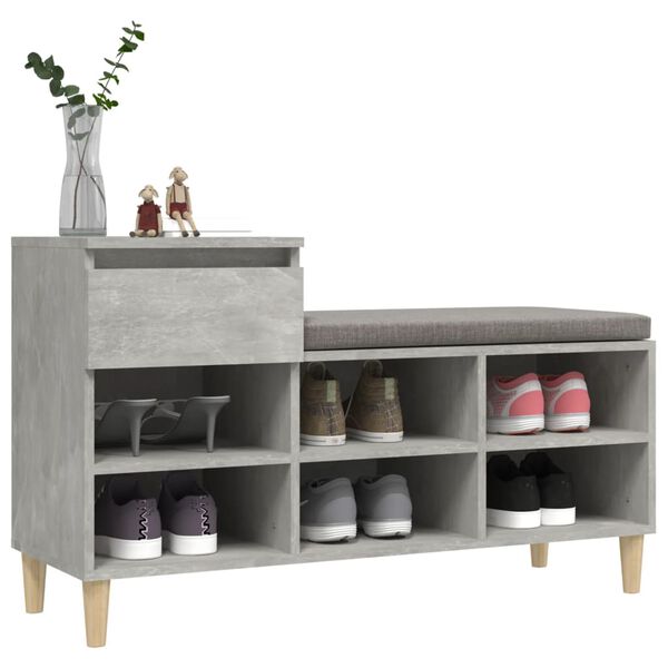 vidaXL Armoire à chaussures Gris béton 102x36x60 cm Bois d'ingénierie