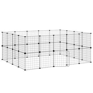 vidaXL Cage animaux de compagnie &agrave; 36 panneaux et porte Noir 175x140x70 cm