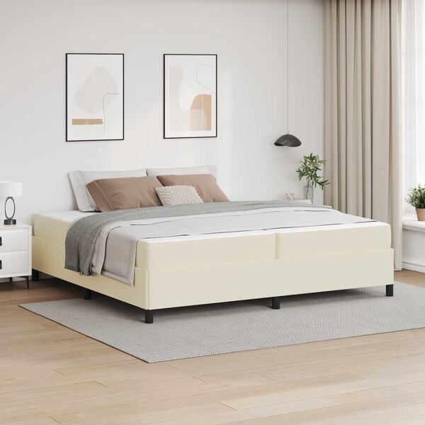 vidaXL Cadre de lit avec matelas Cr&egrave;me 200 x 200 cm tissu