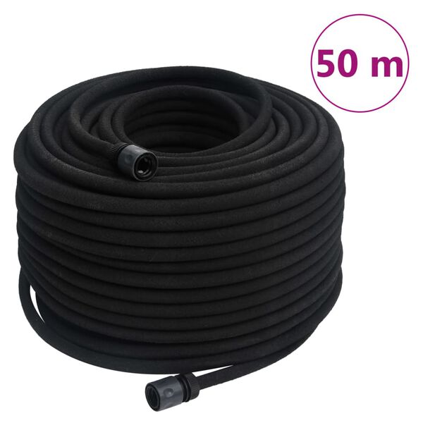 vidaXL Tuyau d'arrosage de jardin noir 0,6" 50 m caoutchouc