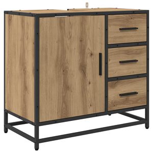 vidaXL Cabinet de salle de bain Ch&ecirc;ne artisanal 65 x 33 x 60 cm