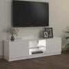 vidaXL Meuble TV avec lumi&egrave;res LED blanc brillant 120x30x36 cm