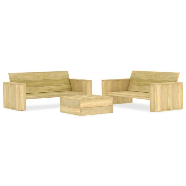 vidaXL Salon de jardin 3 pcs Bois de pin impr&eacute;gn&eacute;